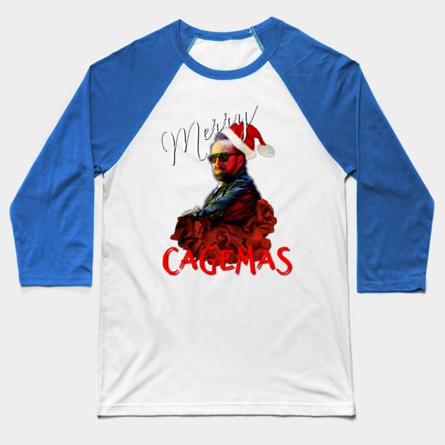 Merry Cagemas Baseball T-Shirt by sparklyfuzzbox@gmail.com